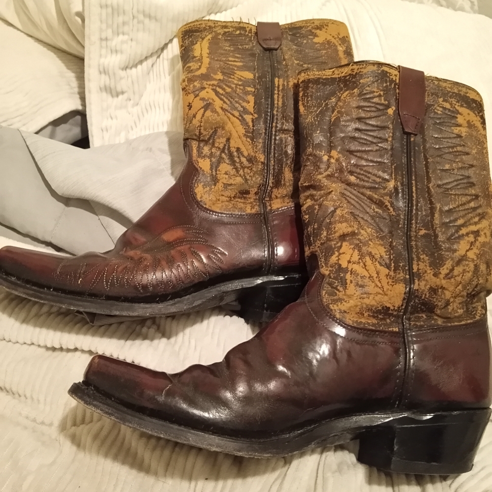 Men's Brown and Tan Leather Western Boots by Wrangler